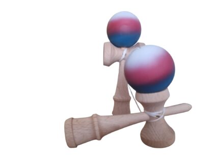 Jucărie Kendama interactivă 18 cm, minge cu suprafață antiderapantă, albastru/rosu/alb